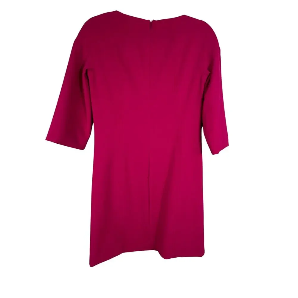 Trina Turk Corrin Double Weave Dress fuchsia shift dress quarter length sleeves